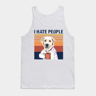 Golden Retriever Drink Coffee I Hate People Tank Top